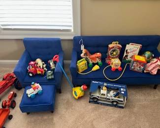 Cute children's sofa and chair, vintage toys