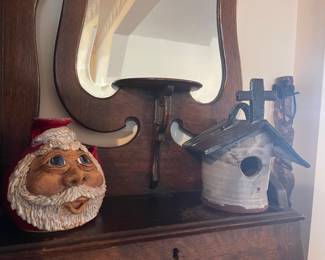 Pottery Birdhouse & Santa
