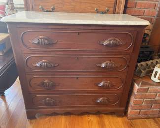 One of Two Marble Top Chests