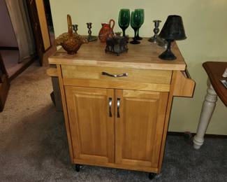Rolling butcher block cupboard