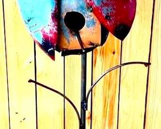 207 - Metal Birdhouse on Stand - 52" x 14" x 10"
