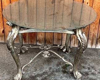 222 - Glass Top Metal Base Table - 31" x 24"
