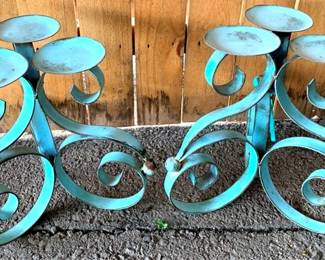 86 - 2 Metal Candle Holders - 10" x 10"
