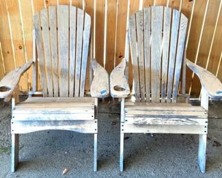 279 - 2 Wood Outdoor Chairs - 38" x 30" x 30"
