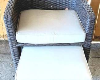 278 - Wicker Chair & Ottoman Chair - 32" x 25" x 28" Ottoman - 15" x 18" x 22"
