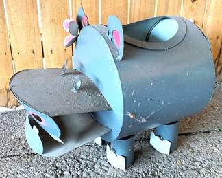 95 - Metal Hippo Planter - 20" x 10" x 15"
