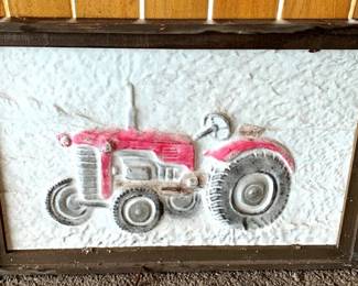 103 - Wood & Metal Tractor Decoration - 18" x 27"
