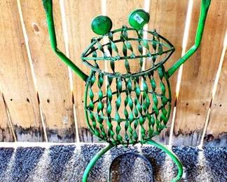 166 - Metal Frog - AS-IS (Missing Hand) - 36" x 16" x 8"
