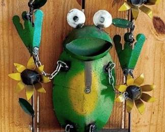 44 - Metal Frog on Swing - 18" x 10"
