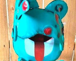 70 - Metal Frog with Umbrella - 36" x 12"
