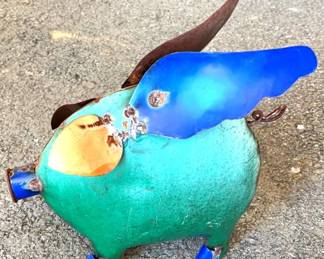 146 - Metal "Flying" Pig - 14" x 14" x 6"
