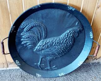 102 - Metal Rooster Tray - 26" Round
