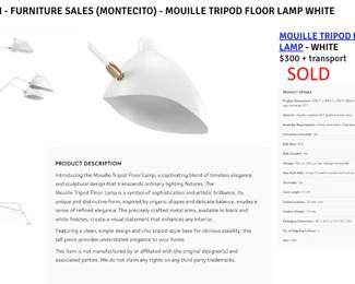 MOUILLE TRIPOD FLOOR LAMP - WHITE. $300  -  CASH & CARRY.