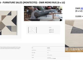 DWR MEMO RUG
(9 x 12)

$1000  -  CASH & CARRY.
