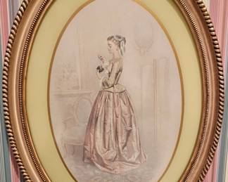 Oval framed art