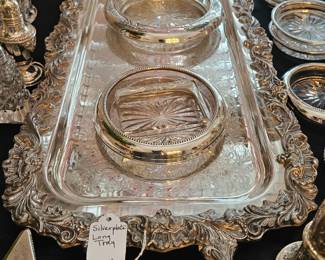 Long silverplate tray