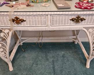 White wicker desk