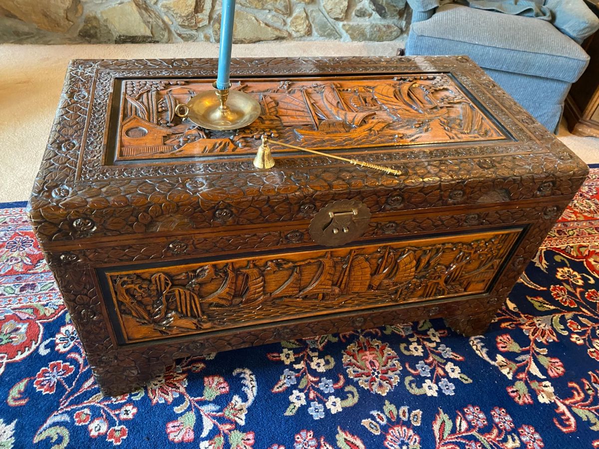 Decorative Carved Wood Chest $ 470.00