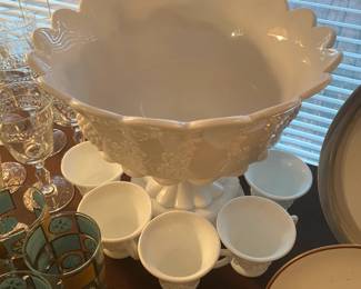 Milk Glass Punch Bowl Set $ 48.00