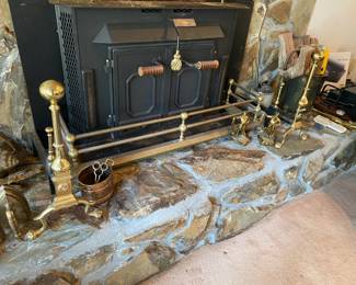 Brass Andirons $ 100.00  Brass Rail $ 84.00