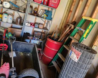 Utility trailer, fencing, ladders, saws etc..