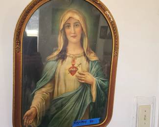 Antique framed Virgin Mary $80