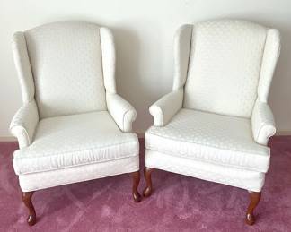 Ivory Wing Back Chairs