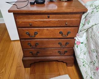 Matching rustic/farmhouse style four drawer nightstand with pullout drawer