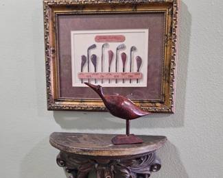 Golf picture, handcarved seabird