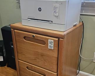 HP Printer, scanner and oak file cabinet