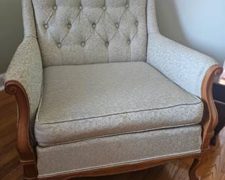 Vintage soft green brocade French Provincial Chair