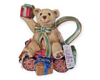 Fitz and Floyd Christmas Teddy Bear Teapot "Old Fashioned"