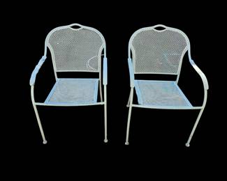 Pair of wrought iron mesh chairs