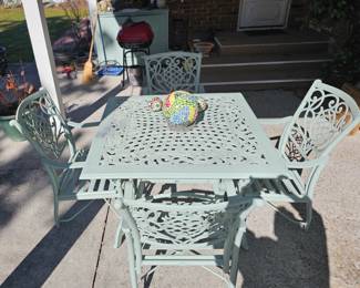Wrought Iron square table with four chairs