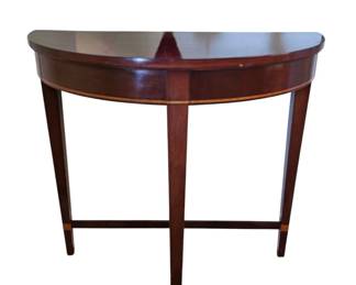 Demilune mahogany table with inlay
