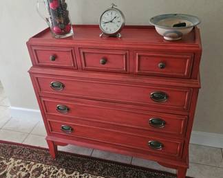 Nice cute red chest on chest cabinet