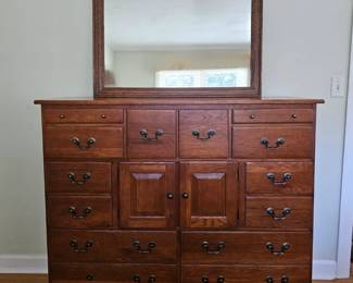 Matching rustic/farmhouse style high dresser with mirror