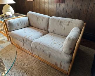 Vintage Ficks Reed Style Bamboo / Rattan  Love Seat