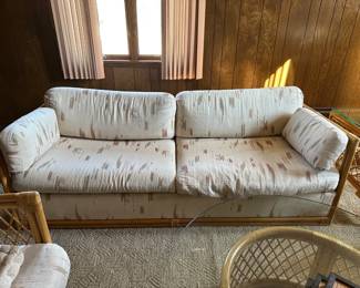 Vintage Ficks Reed Style Bamboo / Rattan Sofa Bed