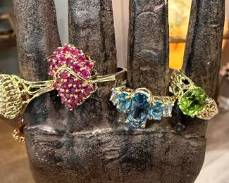 10K GOLD Rings with Semi-Precious Stones