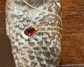 14K GOLD Necklace with Ruby Pendant