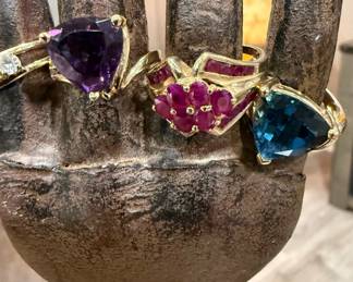 10K GOLD Rings with Semi-Precious Stones