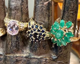 14K GOLD Rings with Semi-Precious Stones