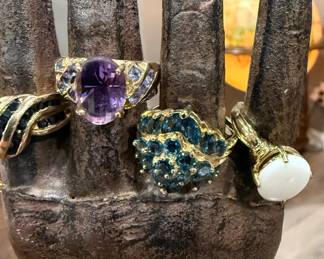 10K GOLD Rings with Semi-Precious Stones