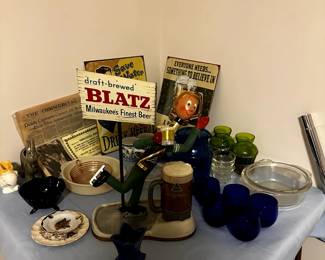 BLATZ BEER DECOR AND METAL BEAR SIGNS