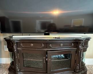 Wood and Glass Door TV Console 