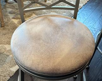 Three Leather Seat Bar Stools