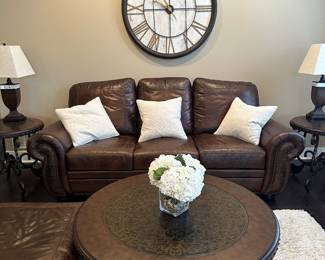 Large Brown Leather Sofa 