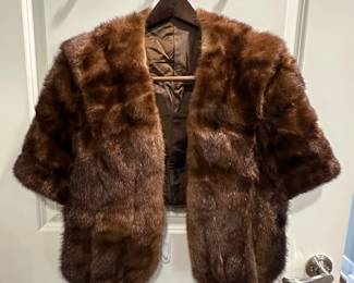 Vintage Brown Fur Shrug No Size