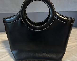 Black Leather Bucket Bag 
